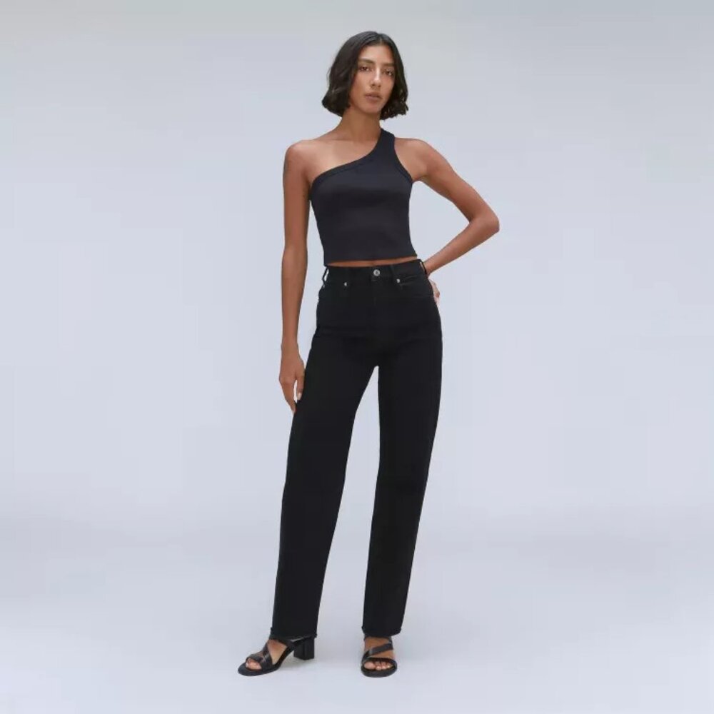 Everlane High-Rise Straight Jeans in Black